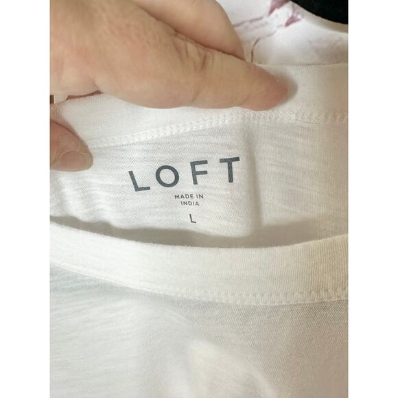 LOFT White Ooh La La Graphic Tshirt Womens Large Pink Orange - Picture 2 of 4